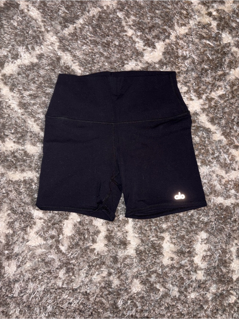 ALO Yoga Black High-Waist Bike Shorts with Reflective Logo